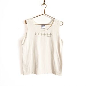 Vtg Reebok Weights Graphic Cream Athletic Tank Top size L
